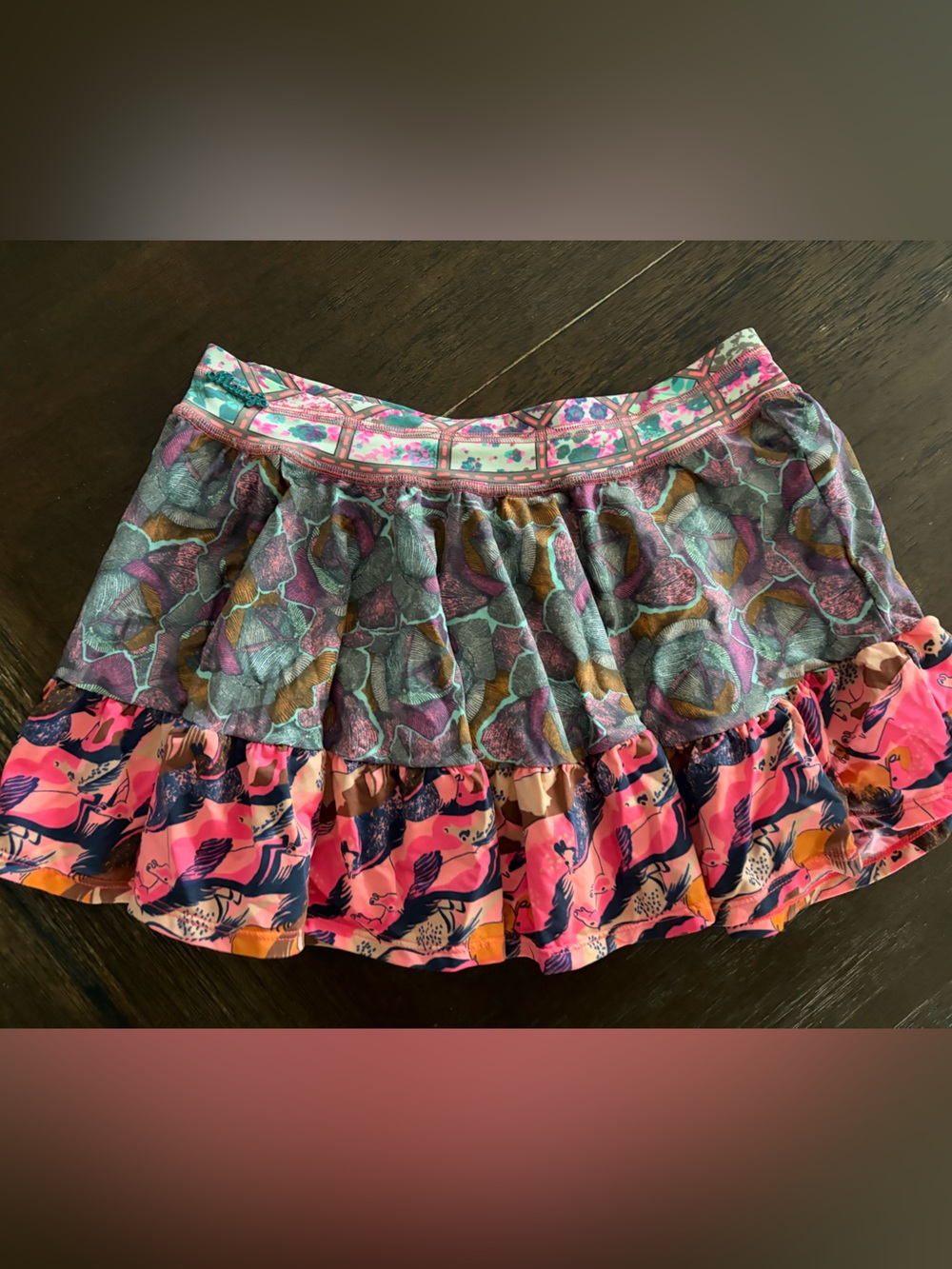 Maaji Pink, Teal and Navy Ruffled Bikini skirt Wild Horses